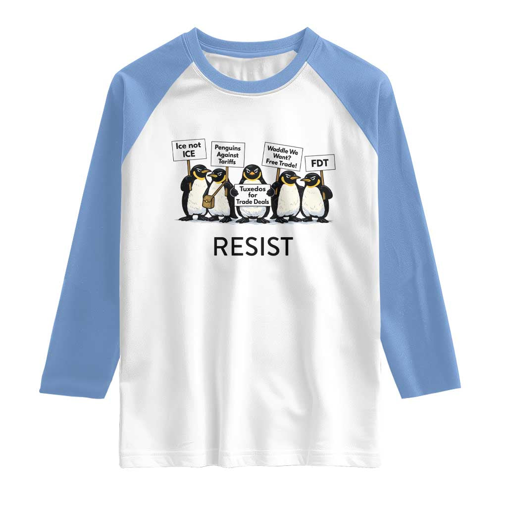 Penguins Resist Raglan Shirt Nihilist Penguin Anti-Government Meme