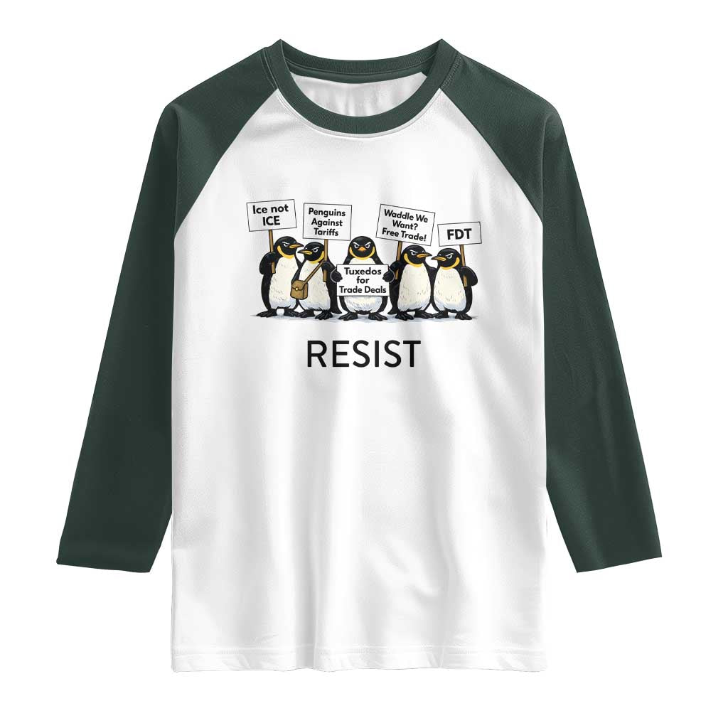 Penguins Resist Raglan Shirt Nihilist Penguin Anti-Government Meme