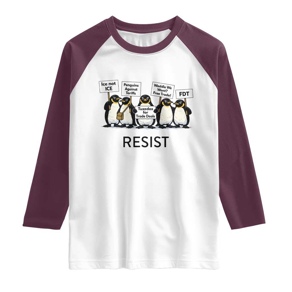 Penguins Resist Raglan Shirt Nihilist Penguin Anti-Government Meme