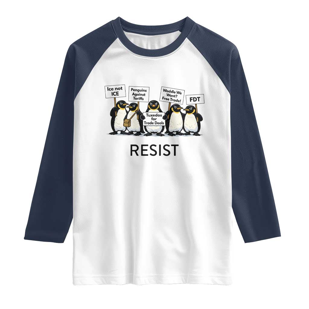 Penguins Resist Raglan Shirt Nihilist Penguin Anti-Government Meme