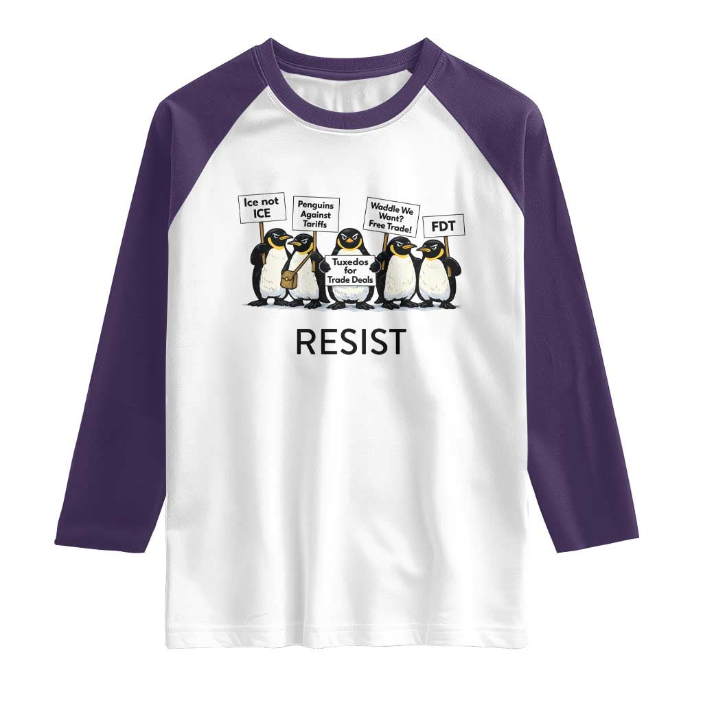 Penguins Resist Raglan Shirt Nihilist Penguin Anti-Government Meme