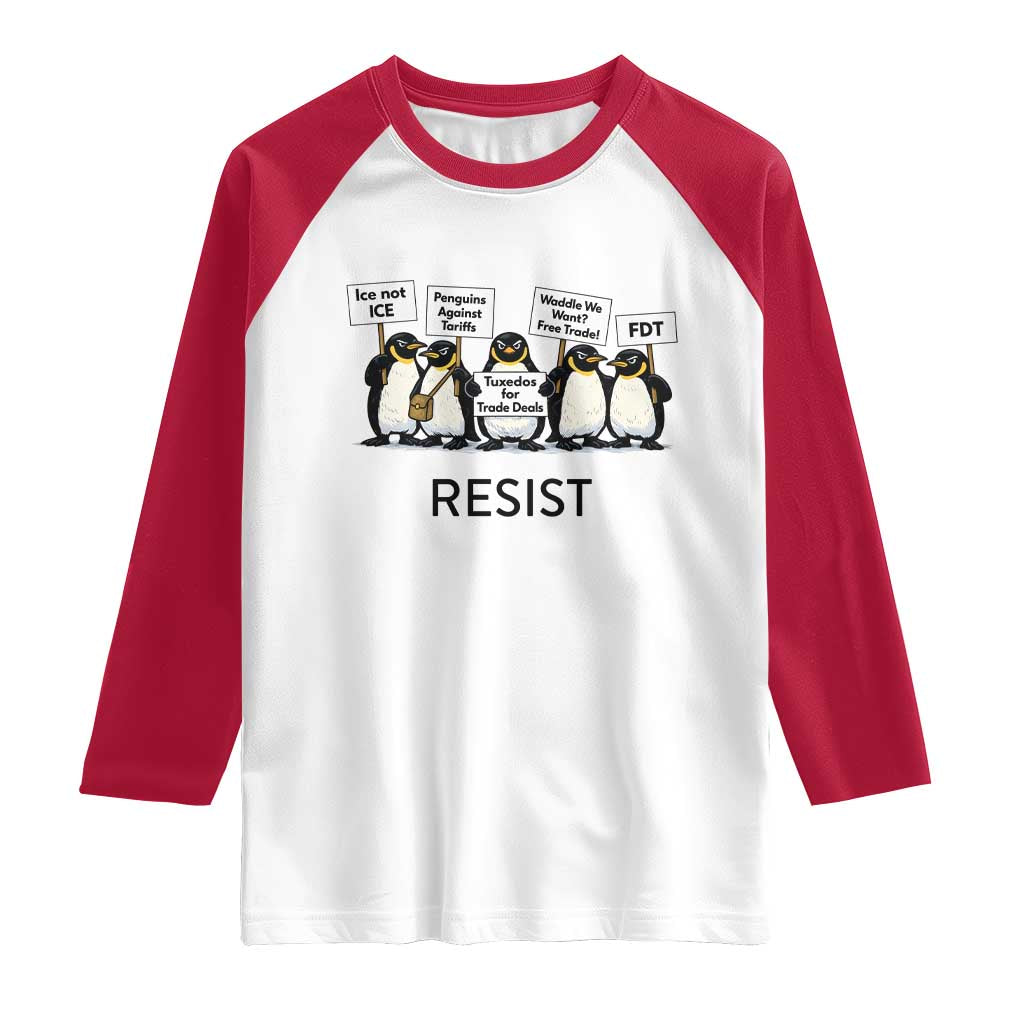 Penguins Resist Raglan Shirt Nihilist Penguin Anti-Government Meme