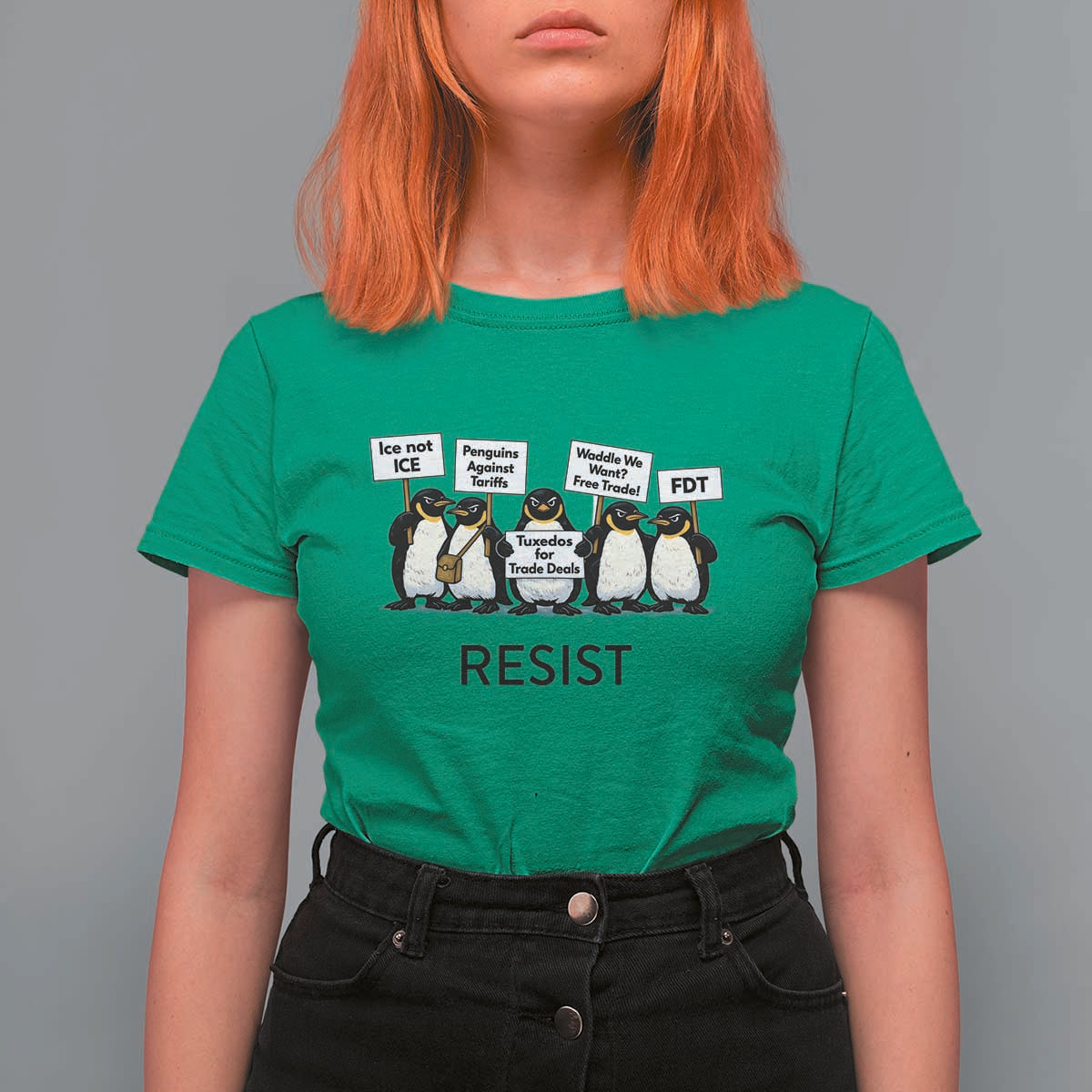 Penguins Resist T Shirt For Women Nihilist Penguin Anti-Government Meme