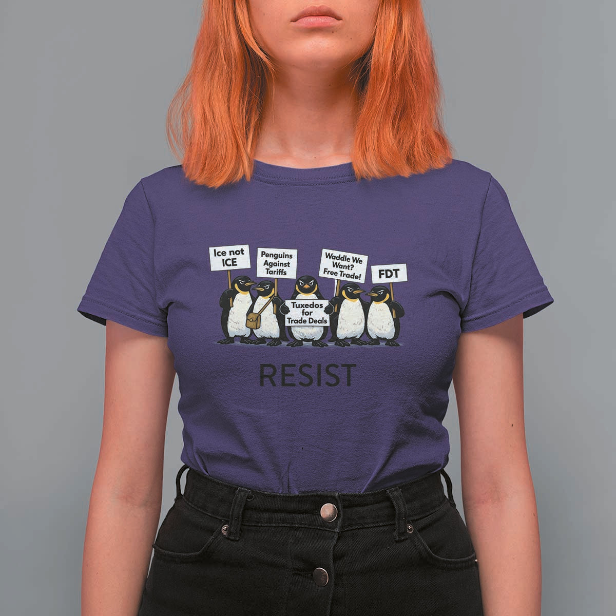 Penguins Resist T Shirt For Women Nihilist Penguin Anti-Government Meme