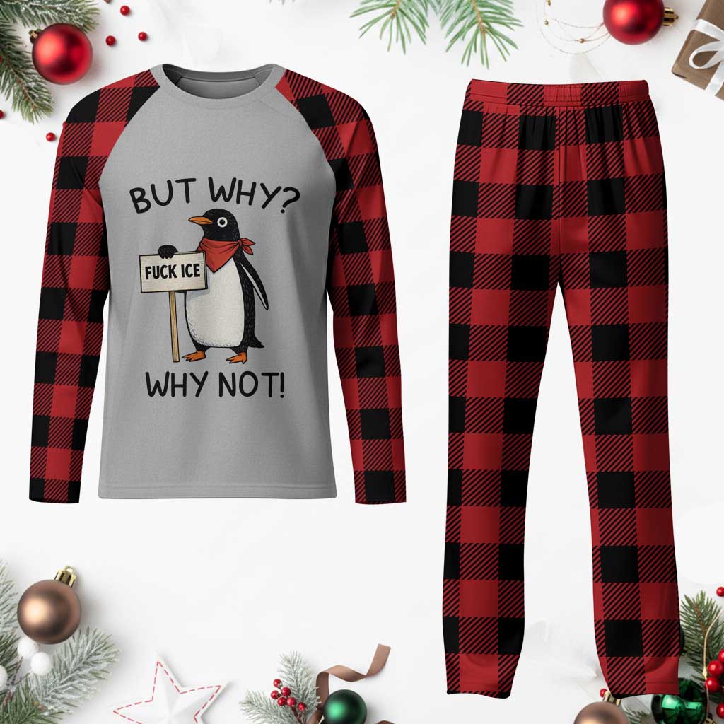 Fck ICE Plaid Pajama Set Nihilist Penguin Anti-Government Meme