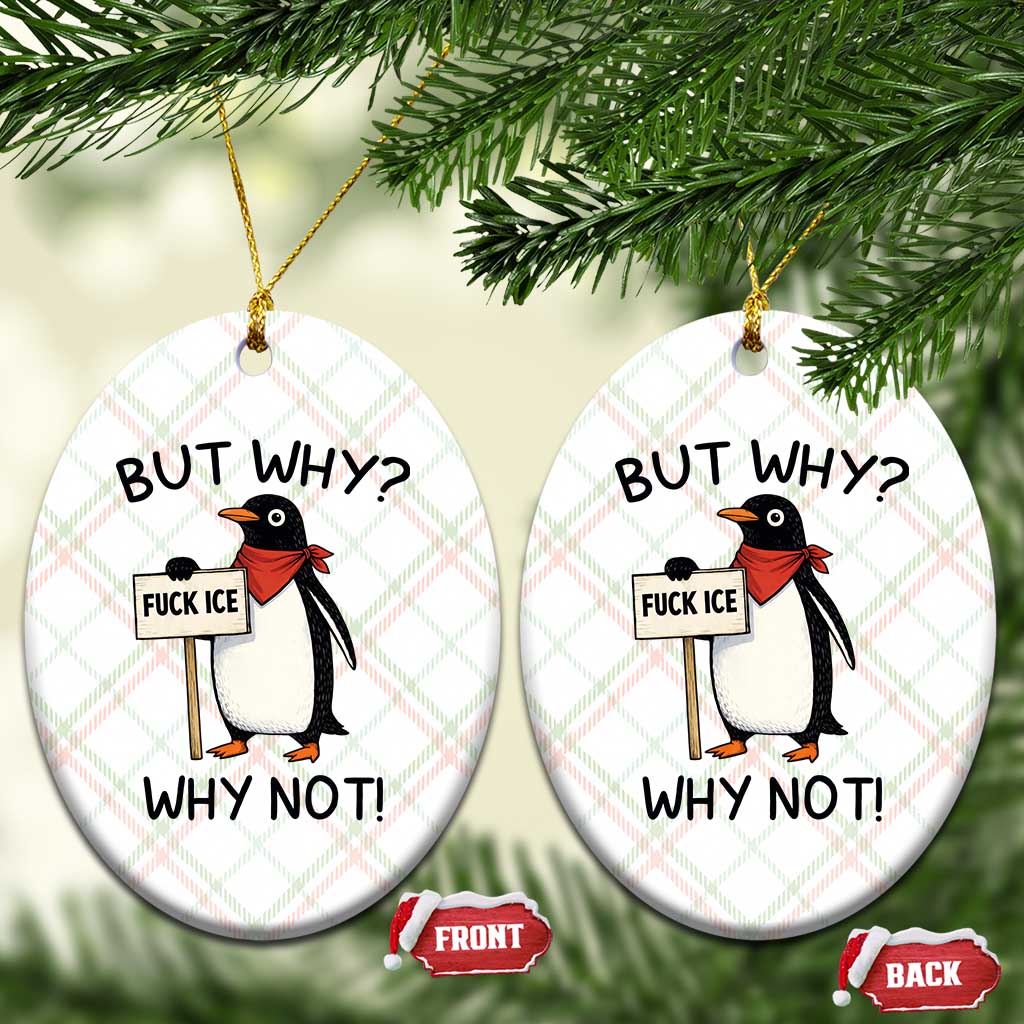 Fck ICE Ceramic Ornament Nihilist Penguin Anti-Government Meme