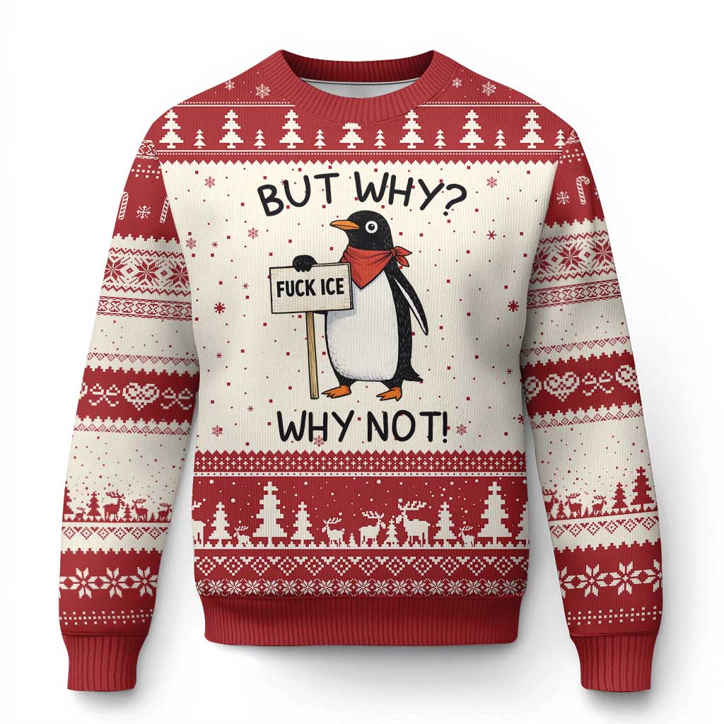 Fck ICE Ugly Christmas Sweater Nihilist Penguin Anti-Government Meme