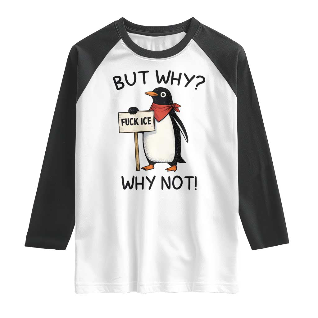 Fck ICE Raglan Shirt Nihilist Penguin Anti-Government Meme