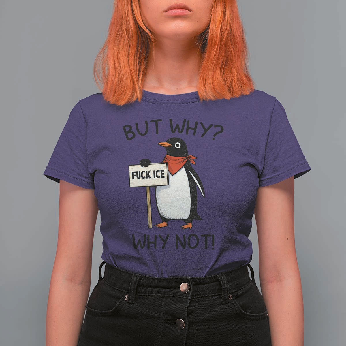 Fck ICE T Shirt For Women Nihilist Penguin Anti-Government Meme