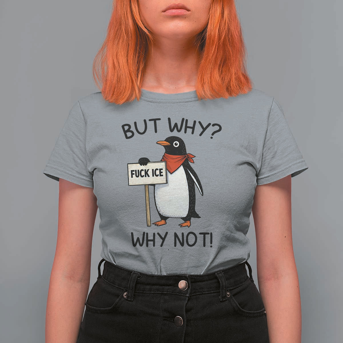 Fck ICE T Shirt For Women Nihilist Penguin Anti-Government Meme