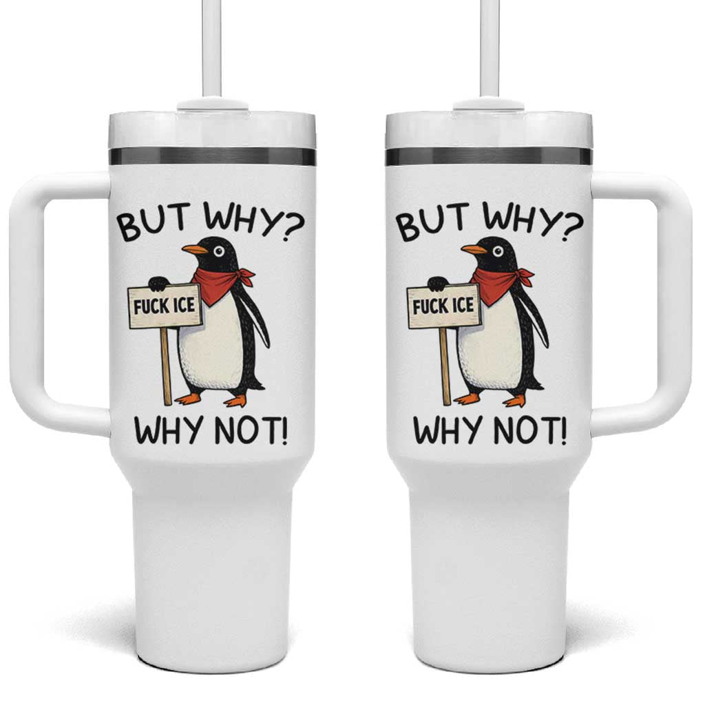 Fck ICE Tumbler With Handle Nihilist Penguin Anti-Government Meme