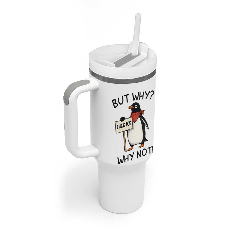 Fck ICE Tumbler With Handle Nihilist Penguin Anti-Government Meme