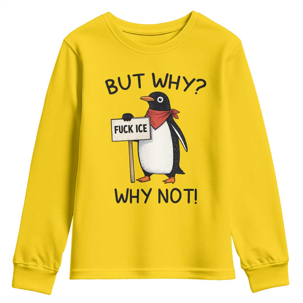 Fck ICE Youth Sweatshirt Nihilist Penguin Anti-Government Meme