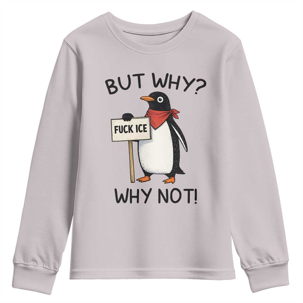 Fck ICE Youth Sweatshirt Nihilist Penguin Anti-Government Meme