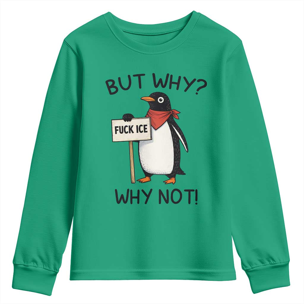 Fck ICE Youth Sweatshirt Nihilist Penguin Anti-Government Meme