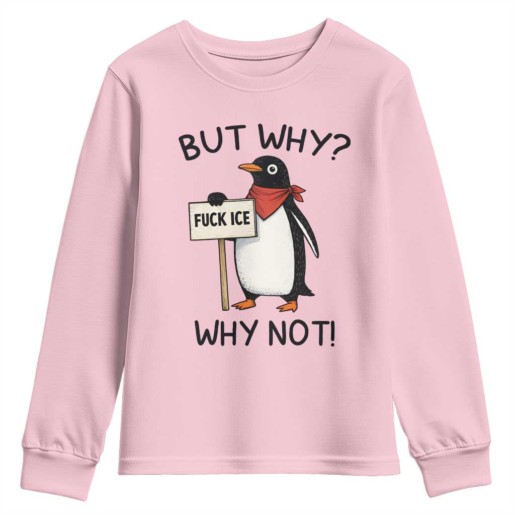 Fck ICE Youth Sweatshirt Nihilist Penguin Anti-Government Meme