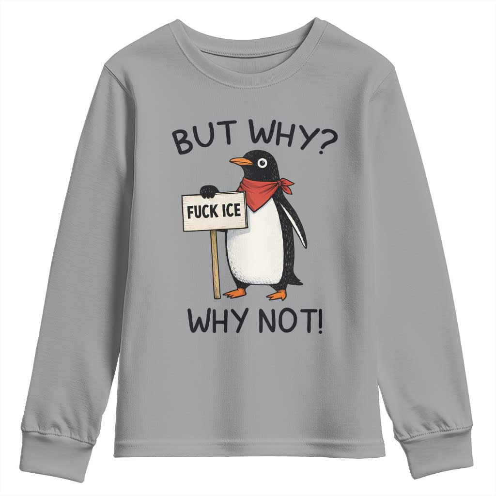 Fck ICE Youth Sweatshirt Nihilist Penguin Anti-Government Meme