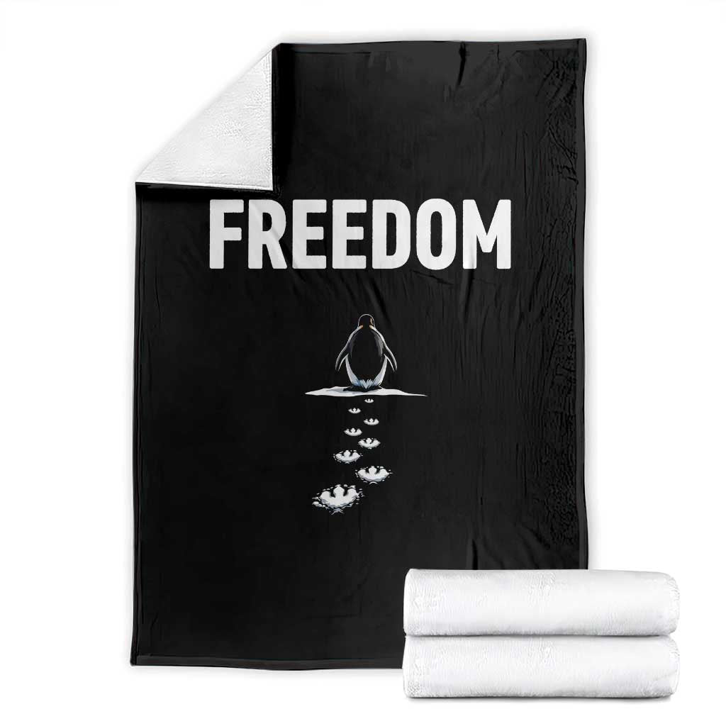 Penguin Freedom Throw Blanket Funny Nihilist Penguin Hiking Mountains