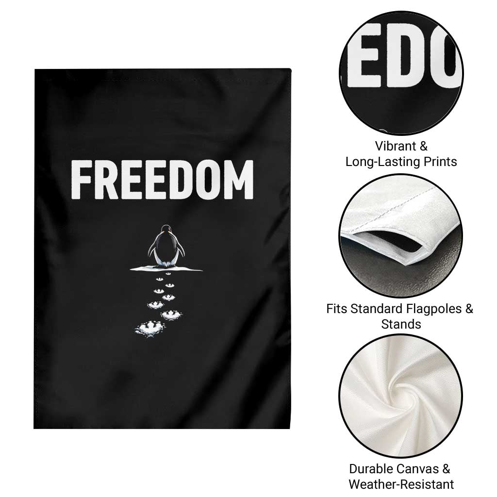 Penguin Freedom Garden Flag Funny Nihilist Penguin Hiking Mountains