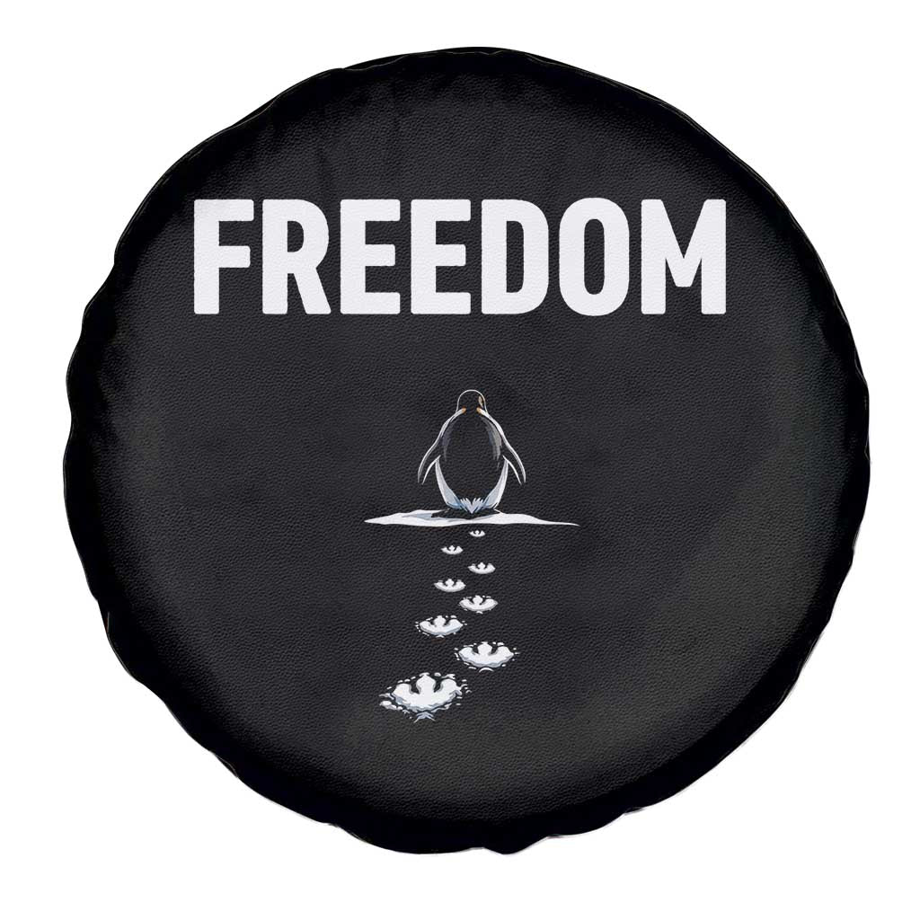 Penguin Freedom Spare Tire Cover Funny Nihilist Penguin Hiking Mountains