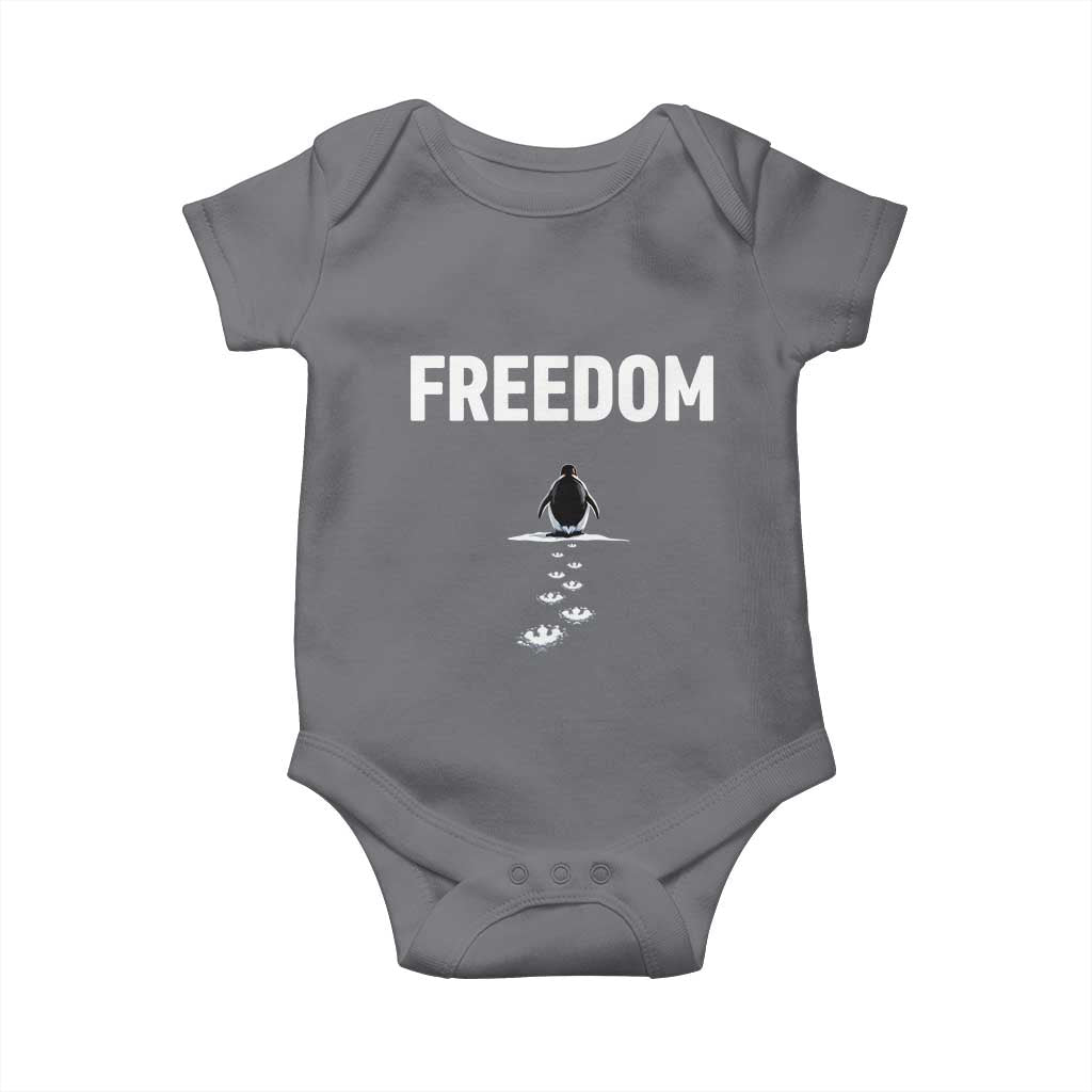 Penguin Freedom Baby Onesie Funny Nihilist Penguin Hiking Mountains