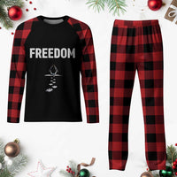 Penguin Freedom Plaid Pajama Set Funny Nihilist Penguin Hiking Mountains