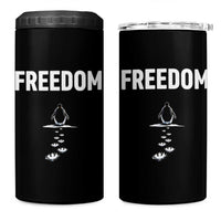 Penguin Freedom 4 in 1 Can Cooler Tumbler Funny Nihilist Penguin Hiking Mountains