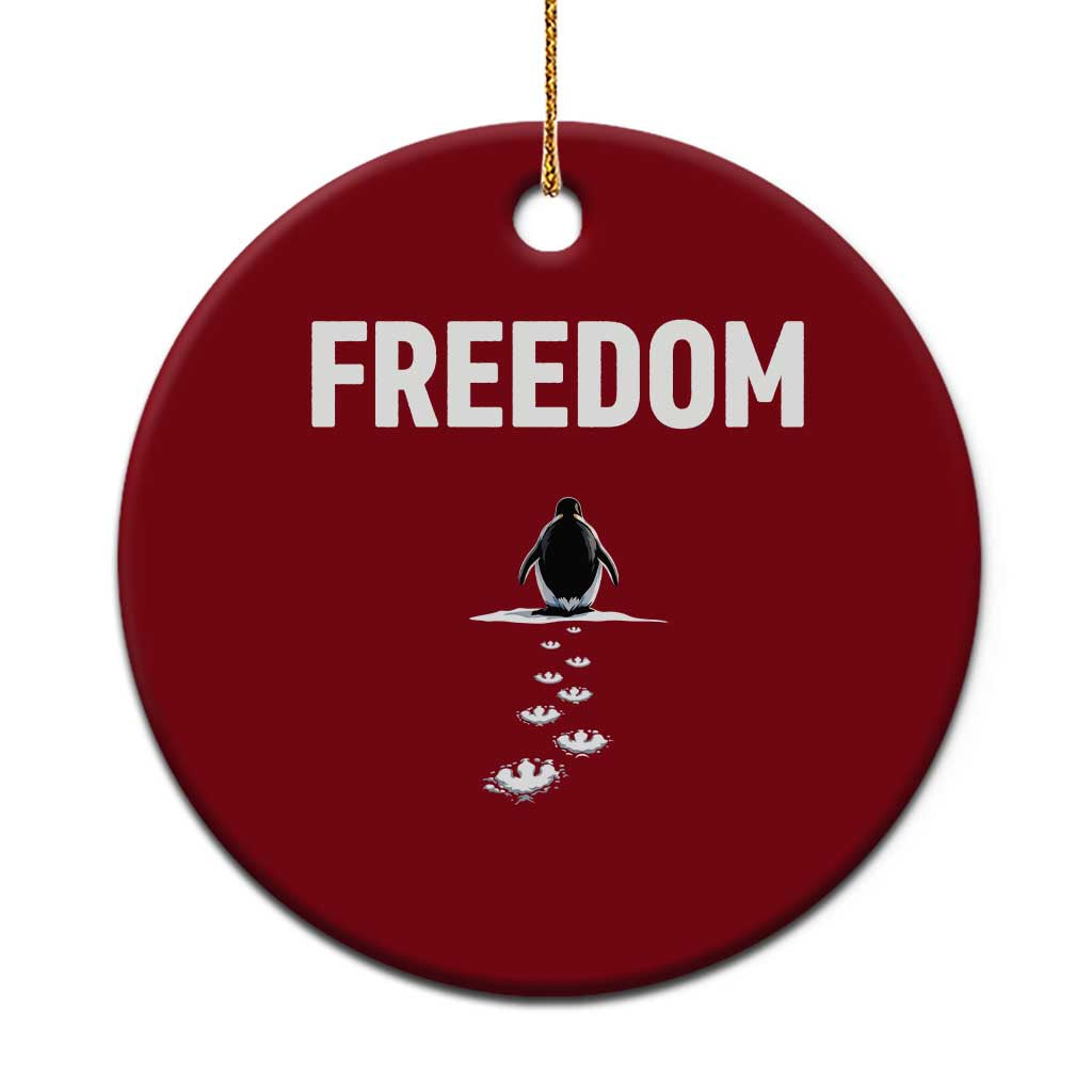 Penguin Freedom Ceramic Ornament Funny Nihilist Penguin Hiking Mountains