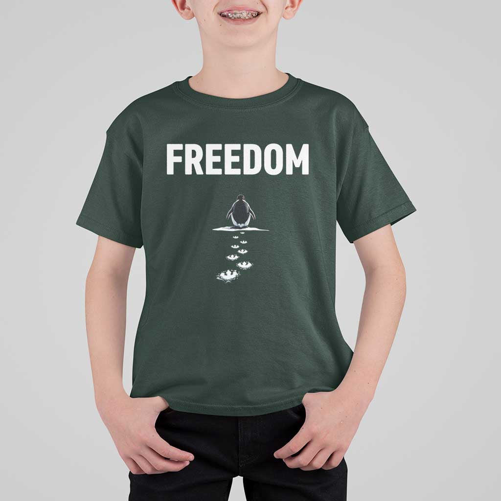 Penguin Freedom T Shirt For Kid Funny Nihilist Penguin Hiking Mountains