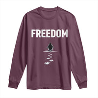 Penguin Freedom Long Sleeve Shirt Funny Nihilist Penguin Hiking Mountains