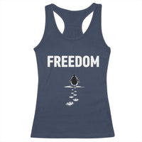 Penguin Freedom Racerback Tank Top Funny Nihilist Penguin Hiking Mountains