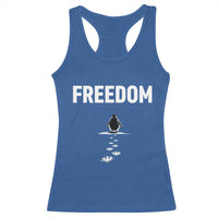 Penguin Freedom Racerback Tank Top Funny Nihilist Penguin Hiking Mountains