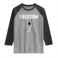 Penguin Freedom Raglan Shirt Funny Nihilist Penguin Hiking Mountains