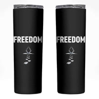 Penguin Freedom Skinny Tumbler Funny Nihilist Penguin Hiking Mountains