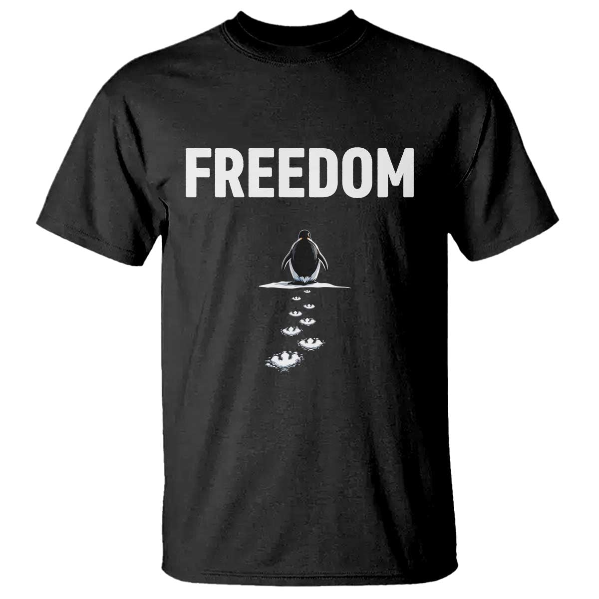 Penguin Freedom T Shirt Funny Nihilist Penguin Hiking Mountains