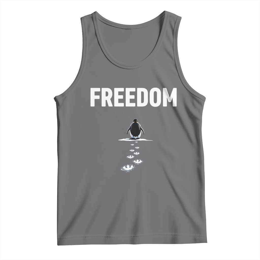 Penguin Freedom Tank Top Funny Nihilist Penguin Hiking Mountains