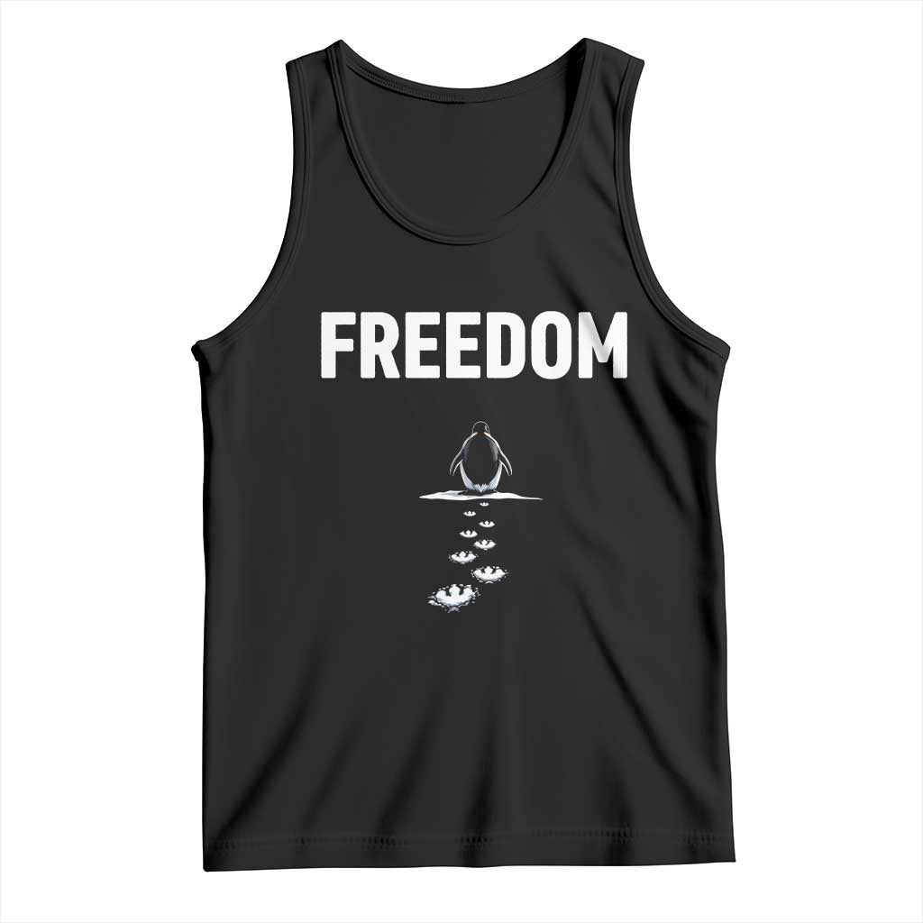 Penguin Freedom Tank Top Funny Nihilist Penguin Hiking Mountains