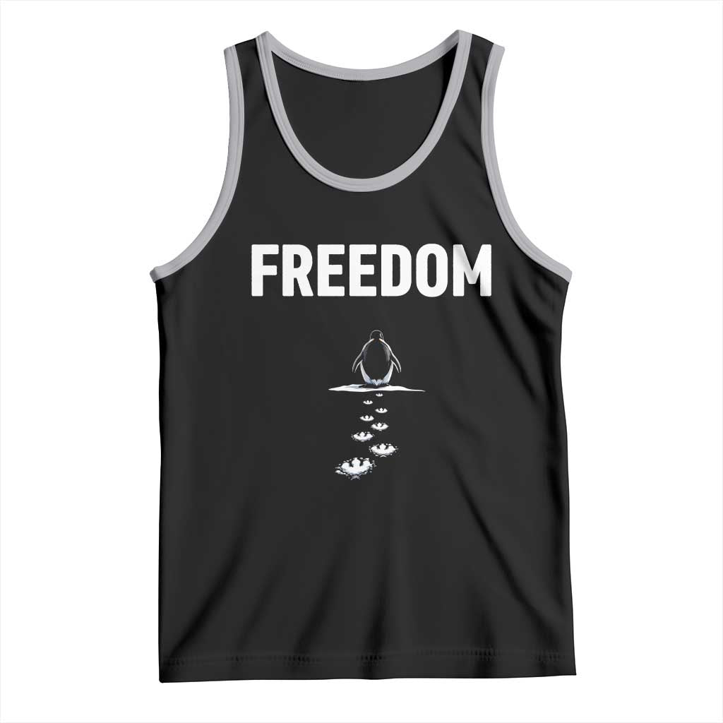Penguin Freedom Tank Top Funny Nihilist Penguin Hiking Mountains
