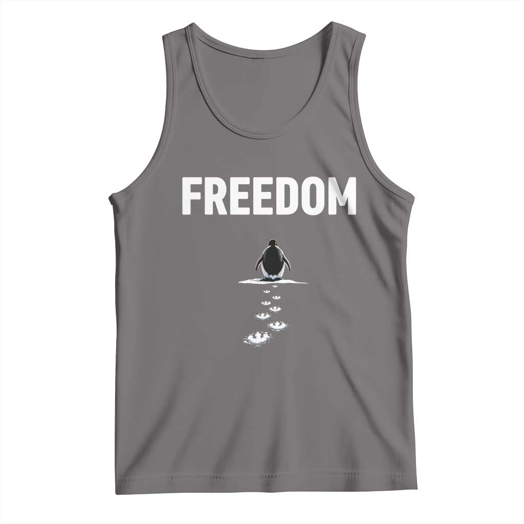 Penguin Freedom Tank Top Funny Nihilist Penguin Hiking Mountains