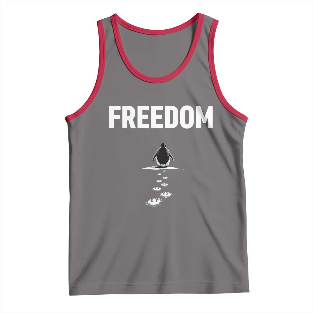 Penguin Freedom Tank Top Funny Nihilist Penguin Hiking Mountains