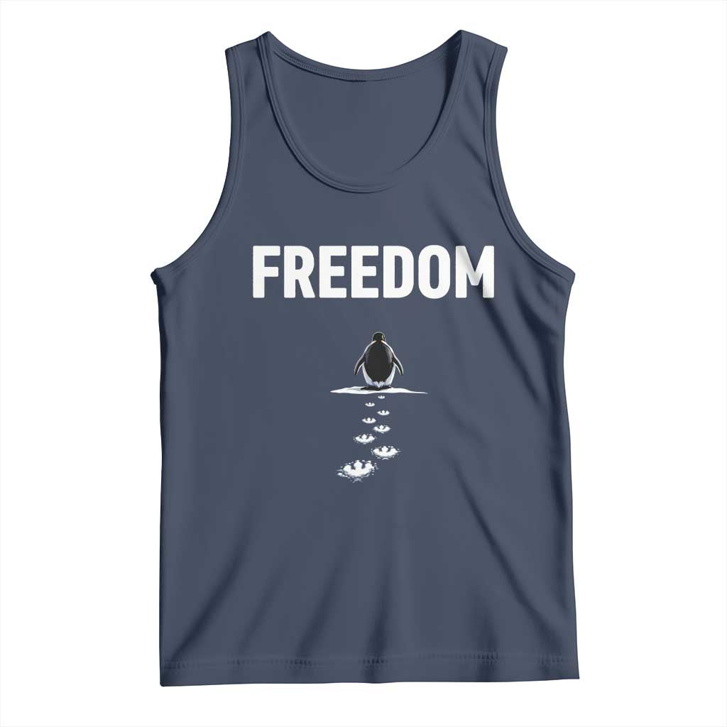 Penguin Freedom Tank Top Funny Nihilist Penguin Hiking Mountains