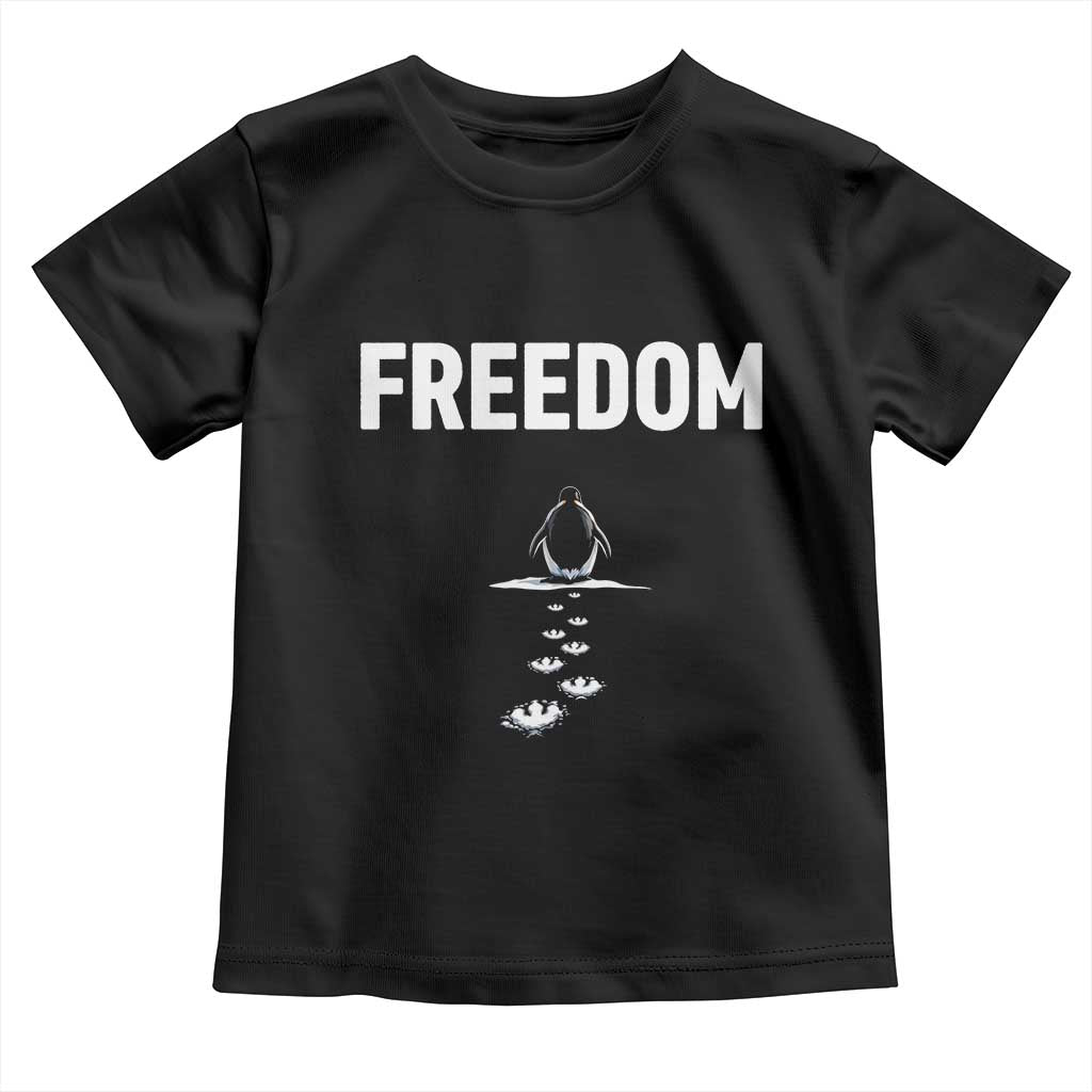 Penguin Freedom Toddler T Shirt Funny Nihilist Penguin Hiking Mountains