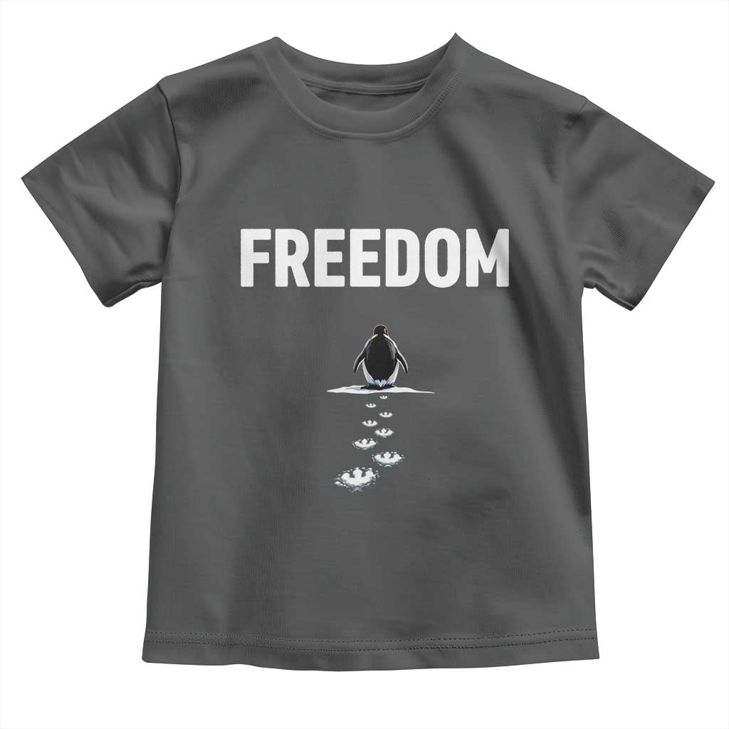 Penguin Freedom Toddler T Shirt Funny Nihilist Penguin Hiking Mountains