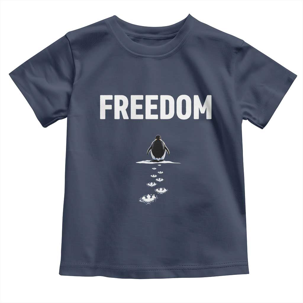 Penguin Freedom Toddler T Shirt Funny Nihilist Penguin Hiking Mountains