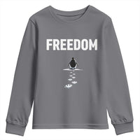 Penguin Freedom Youth Sweatshirt Funny Nihilist Penguin Hiking Mountains