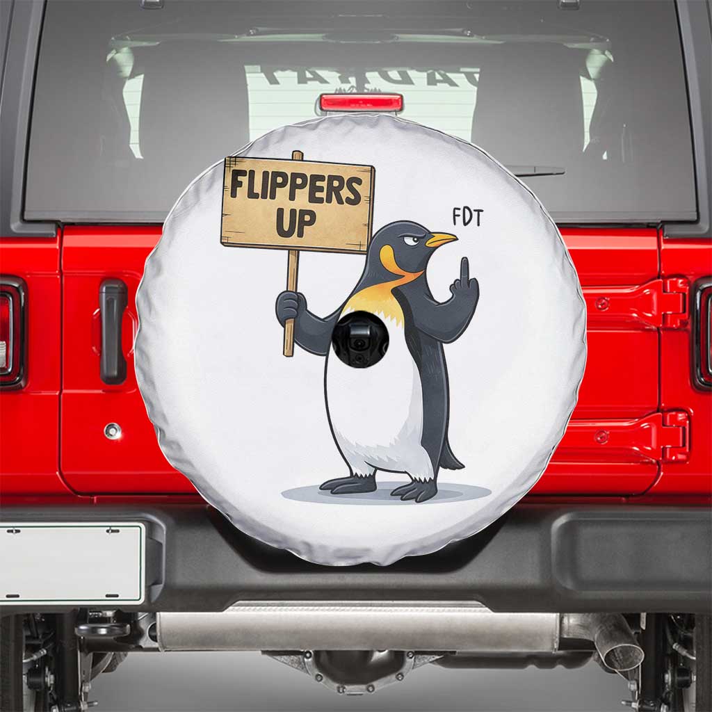 Penguins Resist Spare Tire Cover Flippers Up Protest