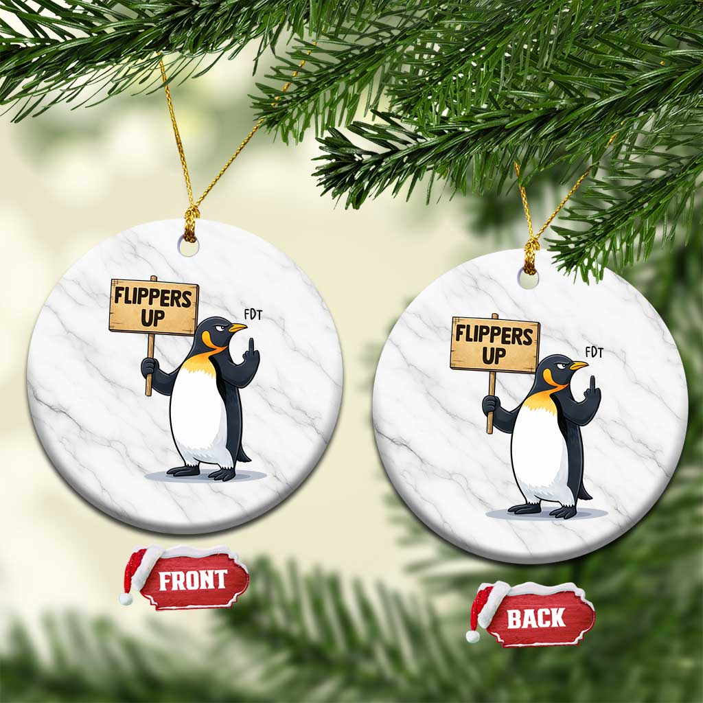 Penguins Resist Ceramic Ornament Flippers Up Protest