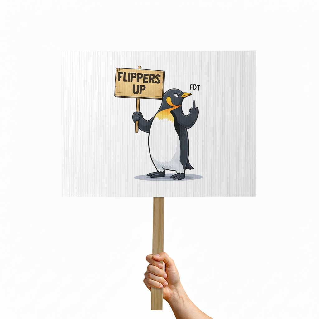 Penguins Resist Protest Sign Flippers Up Protest