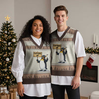 Penguins Resist V-Neck Knit Sweater Vest Flippers Up Protest