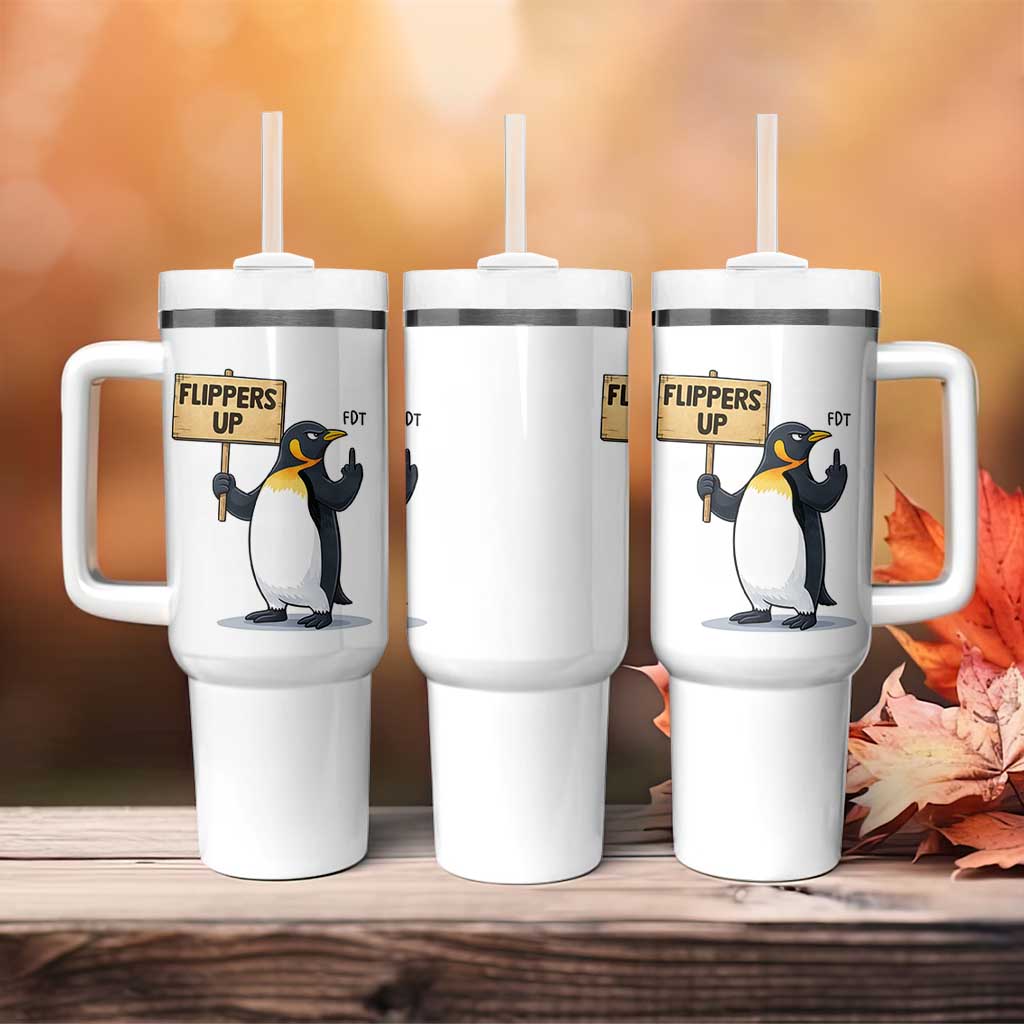 Penguins Resist Tumbler With Handle Flippers Up Protest